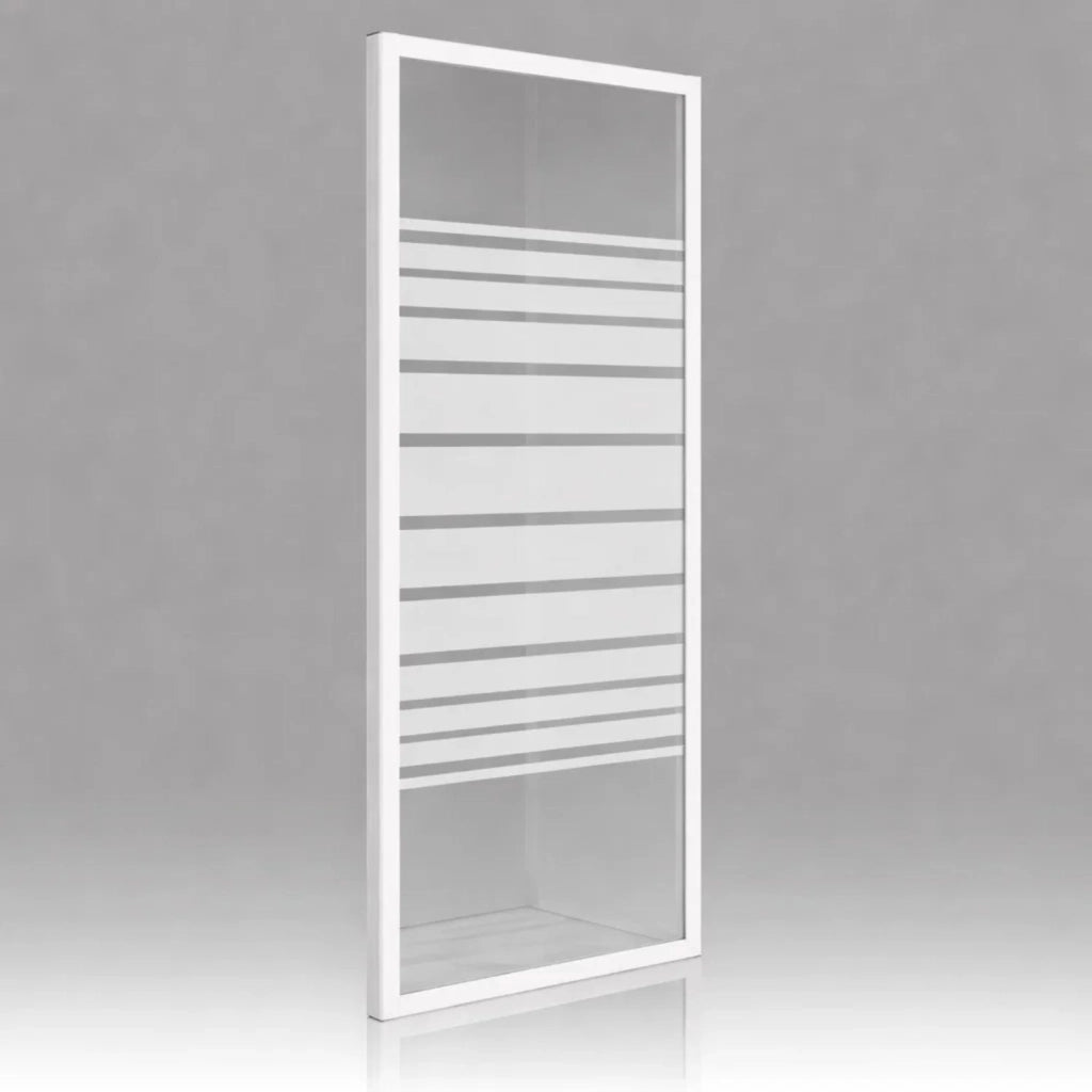 Lato fisso per box doccia corner bianco cristallo temprato trasparente e serigrafato *** misure 77-79.5xh185 cm serig...