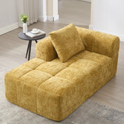 Méridienne Chaise Longue con Cuscino e Tasche Laterali, Design Ergonomico, in Ciniglia, Giallo 158 × 90 × 60 cm