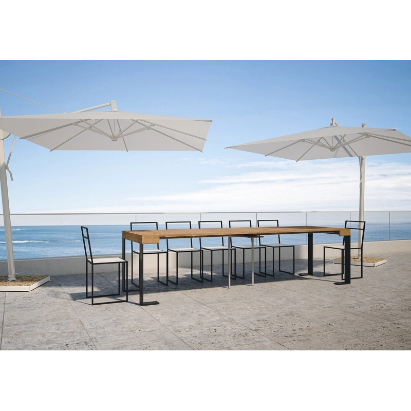 Consolle allungabile 90x40/290 cm Tecno telaio Antracite - Abete Tinto
