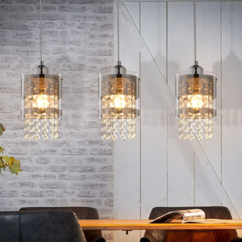 Lampada a sospensione ZMH 3 Luci cristallo E27 stile moderno Altezza regolabile Diametro 60 cm