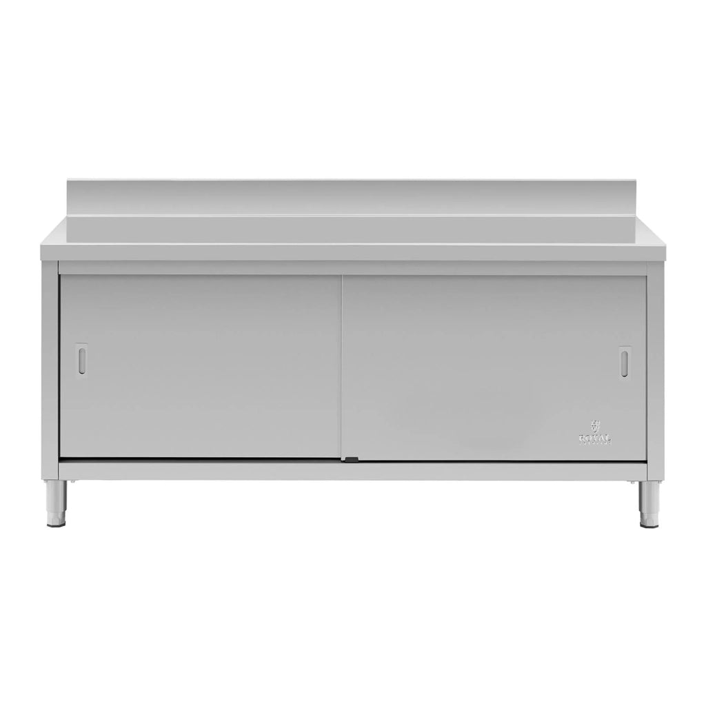 Base in acciaio inox piano di lavoro per cucina ante scorrevoli con paraschizzi 180 x 70 cm portata 600 kg 14_0005092