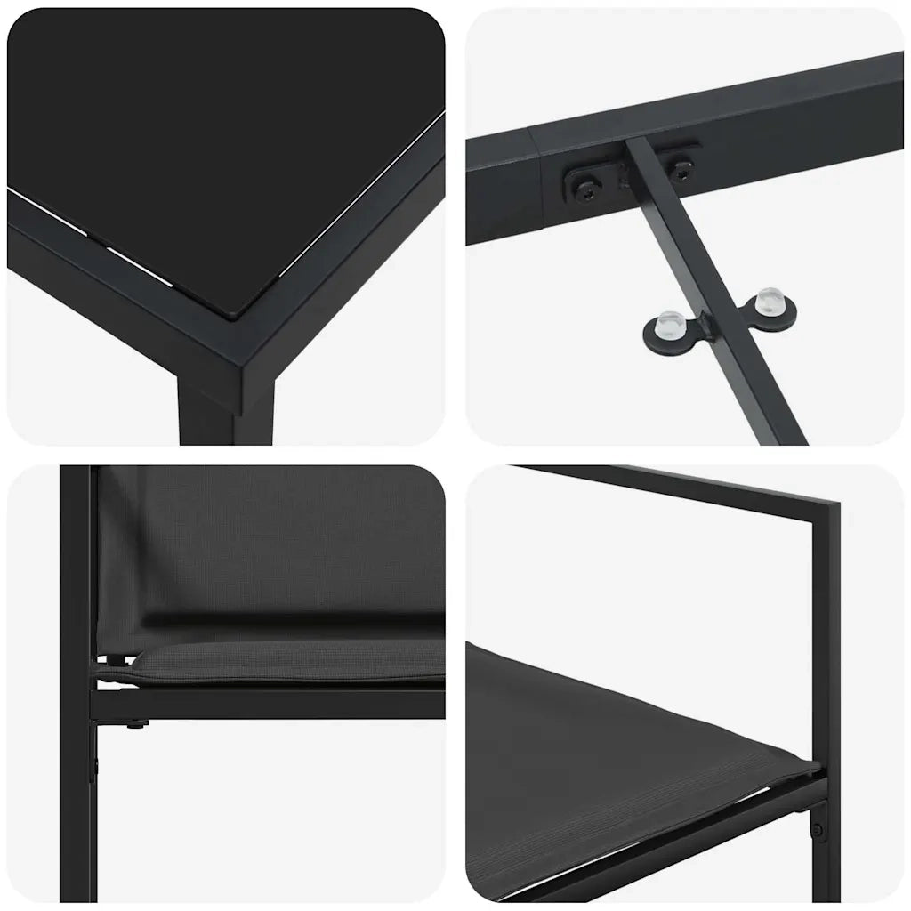 Set da Pranzo per Giardino 5 pz | Set Salotto da Giardino Nero 160 x 80 x 73 cm