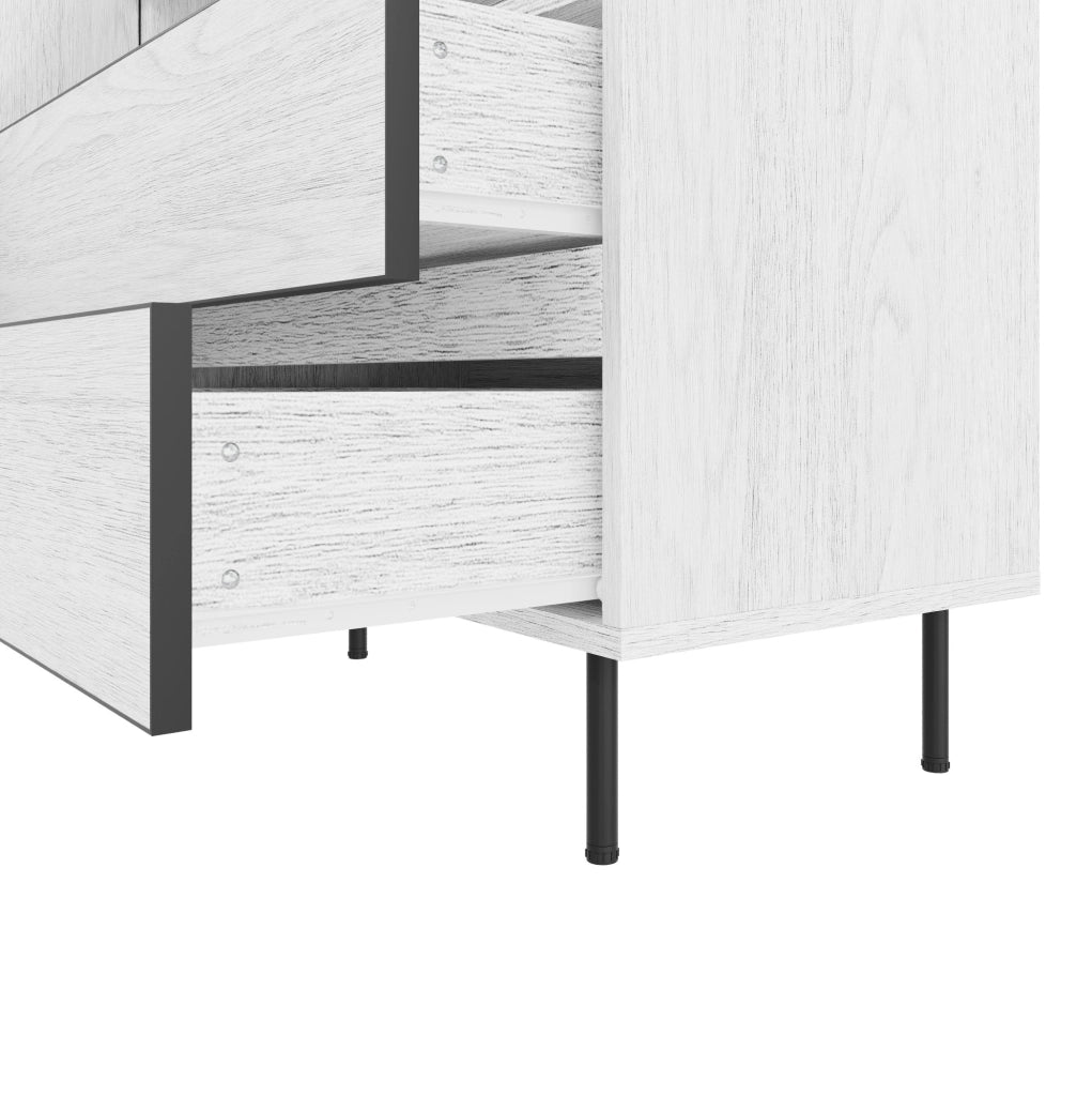 Sideboard bianco minimalista 140x42x77 cm con ripiani aperti