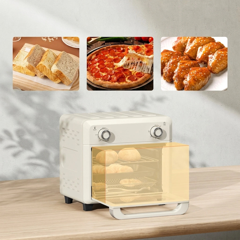Mini Forno Friggitrice ad Aria 2 in 1 10 L 1000 W con Ventilazione 360°; 80-230°C e Timer 60 Min