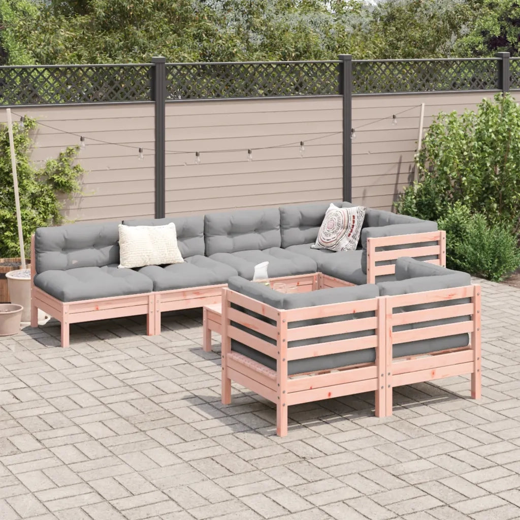 Set Divani da Giardino 8 pz con Cuscini Massello Abete Douglas