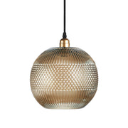 Lampada a sospensione Neptun in vetro lavorato grigio e oro