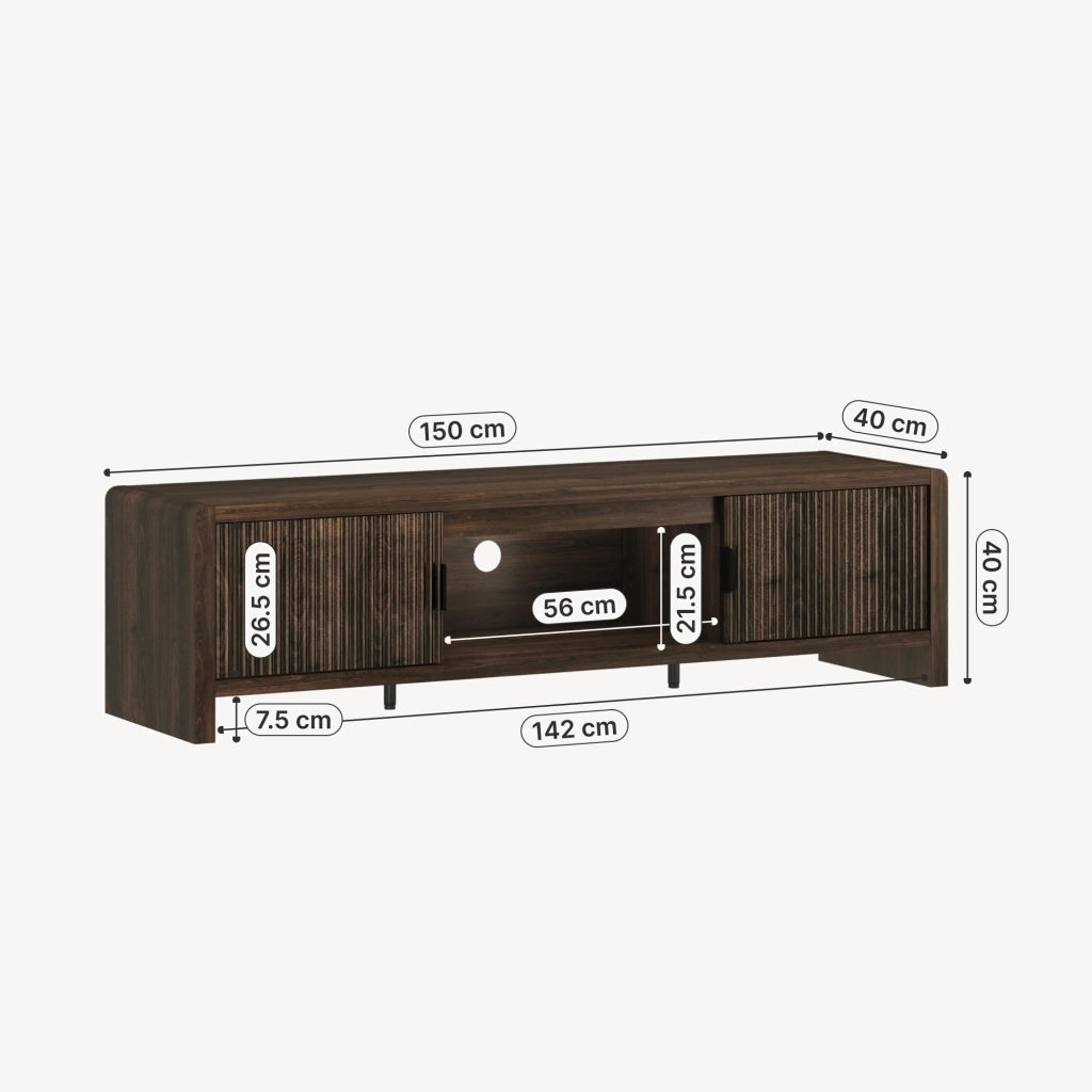 Mobile TV Lukkodso con 2 Ante e Vano Centrale Aperto 150x40x40 cm Effetto Noce [en.casa]