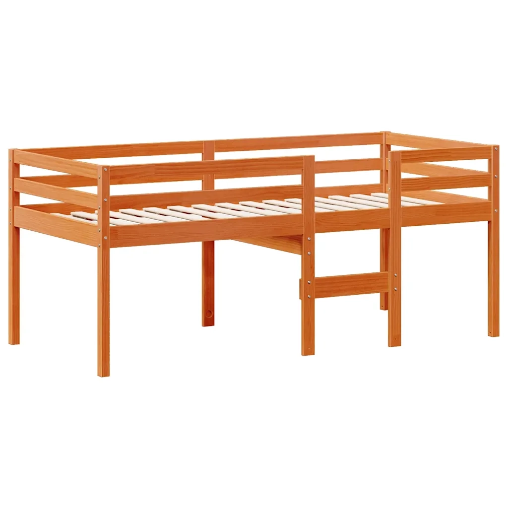 Letto singolo | Letto per adulti | Letto a Soppalco con Tetto Marrone Cera 90x200 cm Legno di Pino