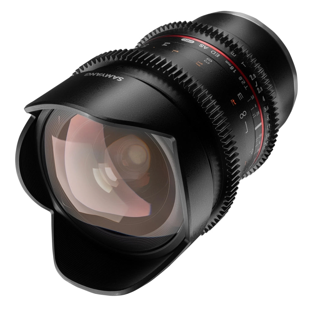 MF 16mm T2.6 Video DSLR Sony E - obiettivo video manuale con lunghezza focale fissa di 16mm per fotocamere full-frame o APS-C con attacco Sony E, ideale per architettura e paesaggi