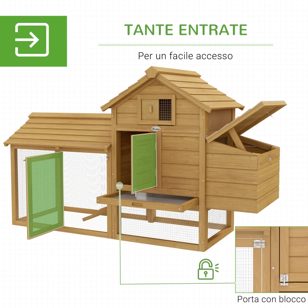 Pollaio in Legno per 2 Galline con Recinzione e Nido ¨C zephmum ¨C 151.5x54x87cm