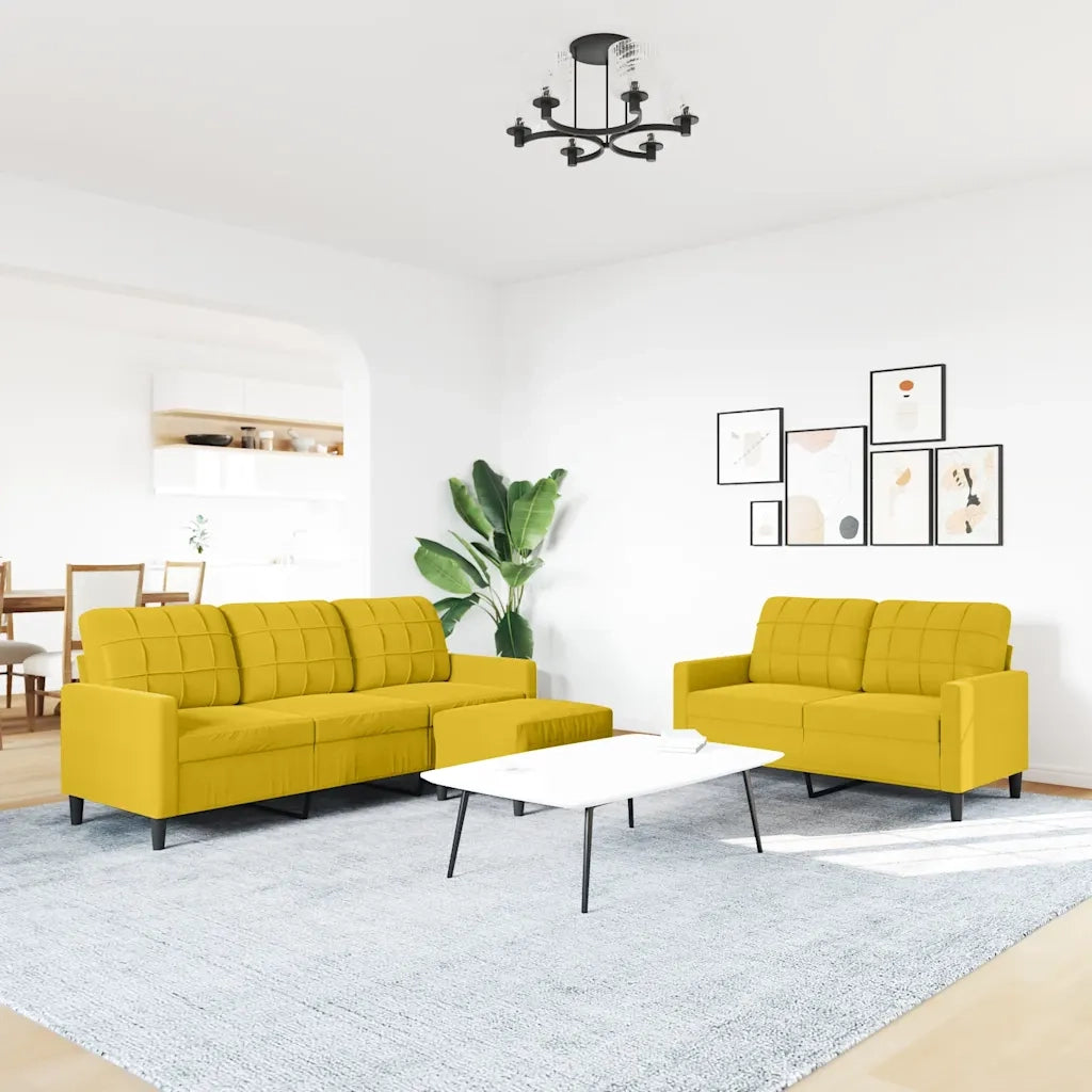 Set di Divani 3 pz con Cuscini giallo in Velluto 3278407