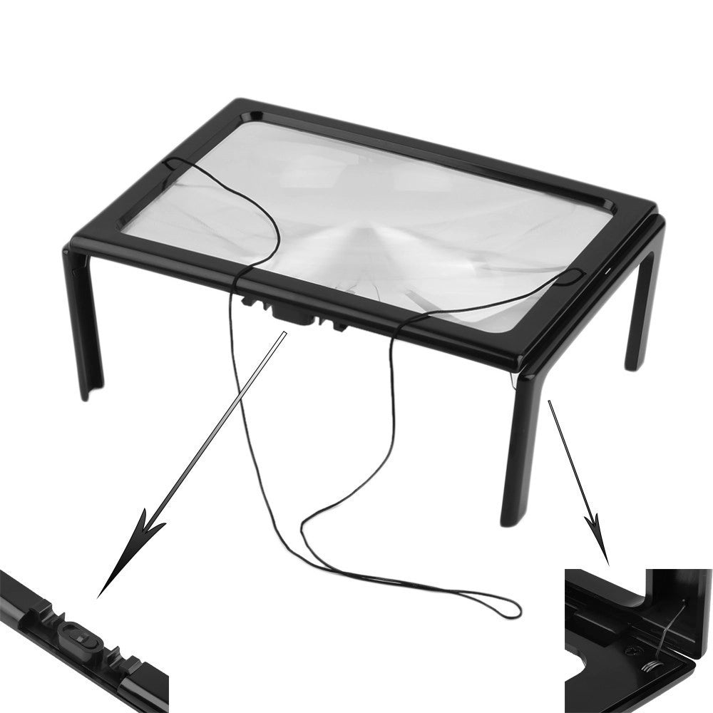 Trade Shop - Lente Ingrandimento Da Tavolo Collo Luce A Led Supporto Lettura A Pile -