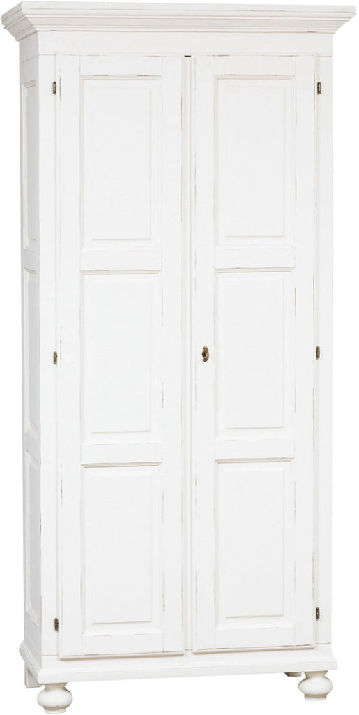 Biscottini Armadio Country in legno massello di tiglio finitura bianca anticata L100xPR50xH210 cm. Made in Italy