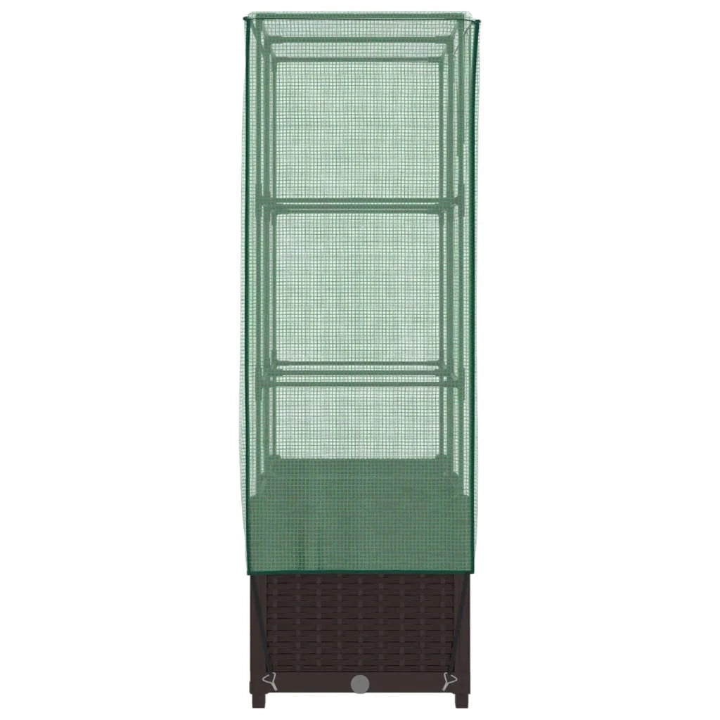 Aiuola rialzata/fioriera con copertura effetto rattan 80 x 40 x 138 cm Marrone 02_0038789