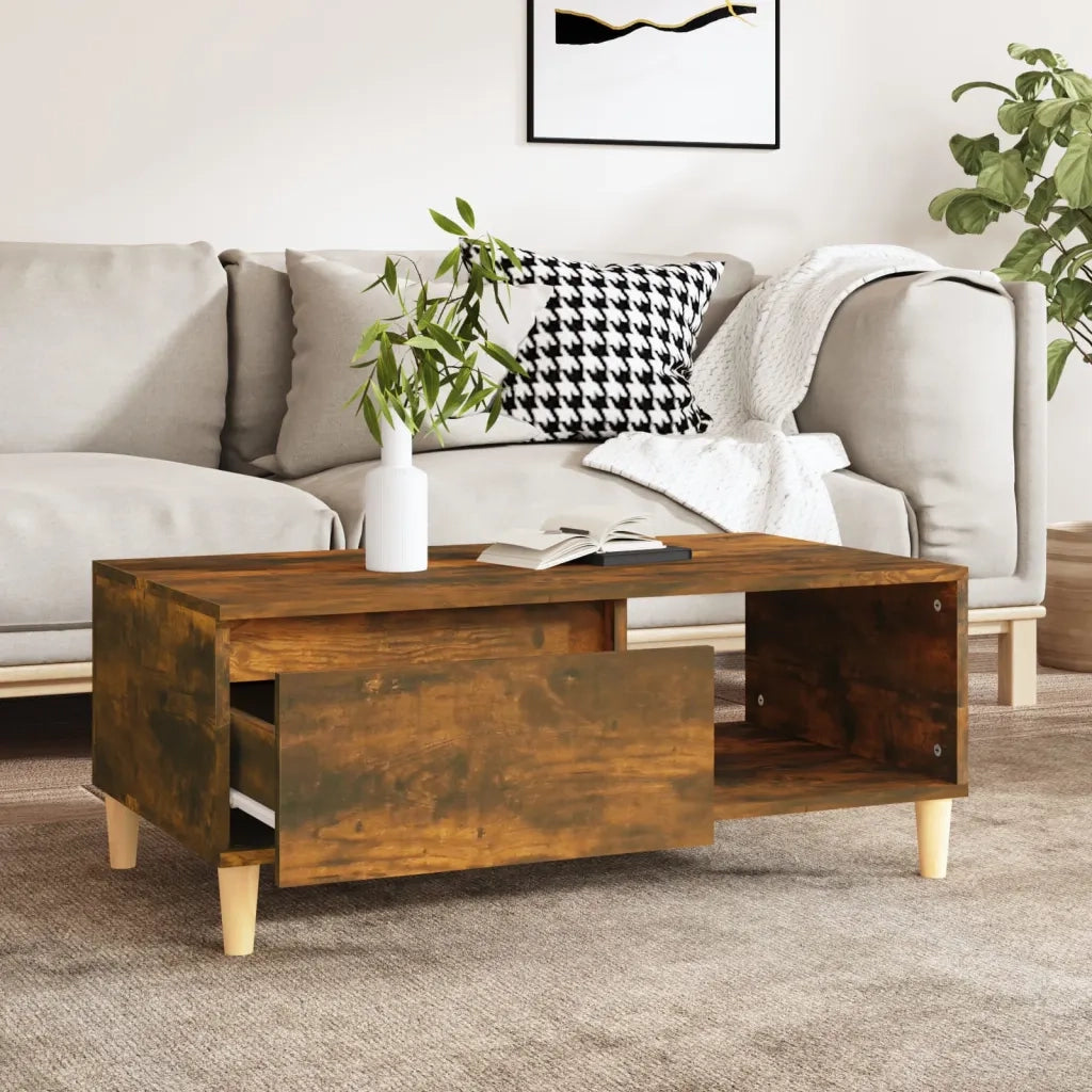 Tavolino da Salotto Rovere Fumo 90x50x36,5 cm Legno Multistrato cod mxl 27333
