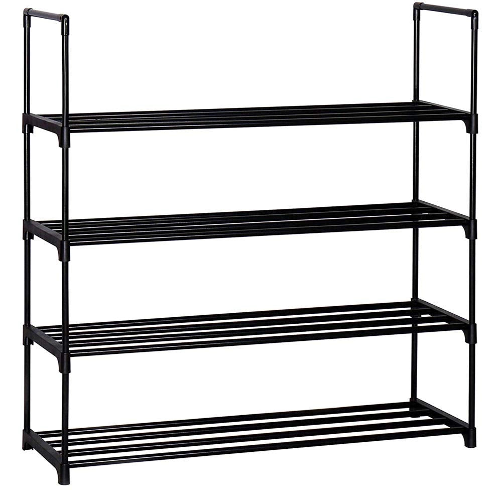 Scarpiera Slim Salvaspazio 4 Ripiani in Acciaio Ingresso Casa 65x30x74cm Nero