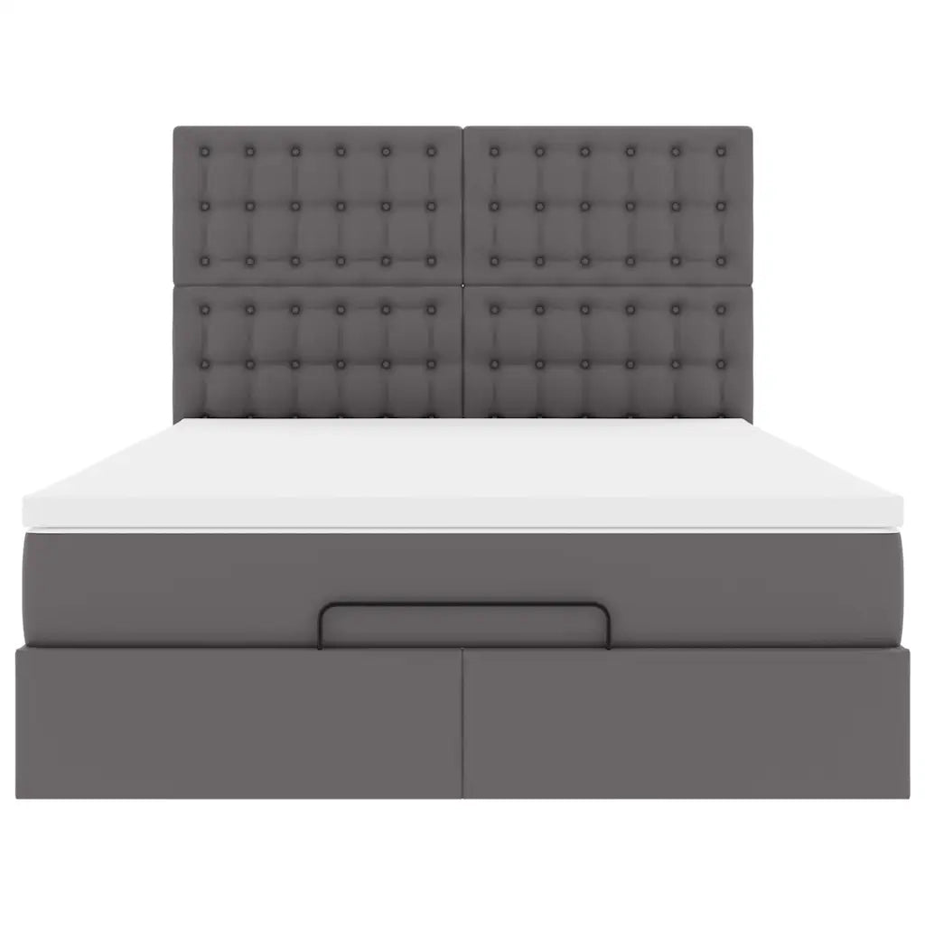 Struttura Letto Pouf con Materasso Grigio 140x200 cm Similpelle 3313009