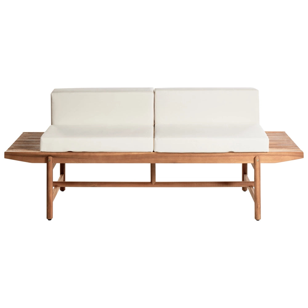 Set di divani da giardino Cuscini bianco sporco Legno di acacia Rustico per esterni 4 posti con tavolino