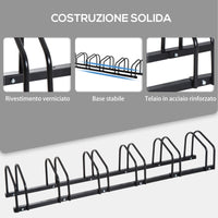 Rastrelliera Porta Biciclette 6 Posti 179x33x27 cm in Acciaio Nero