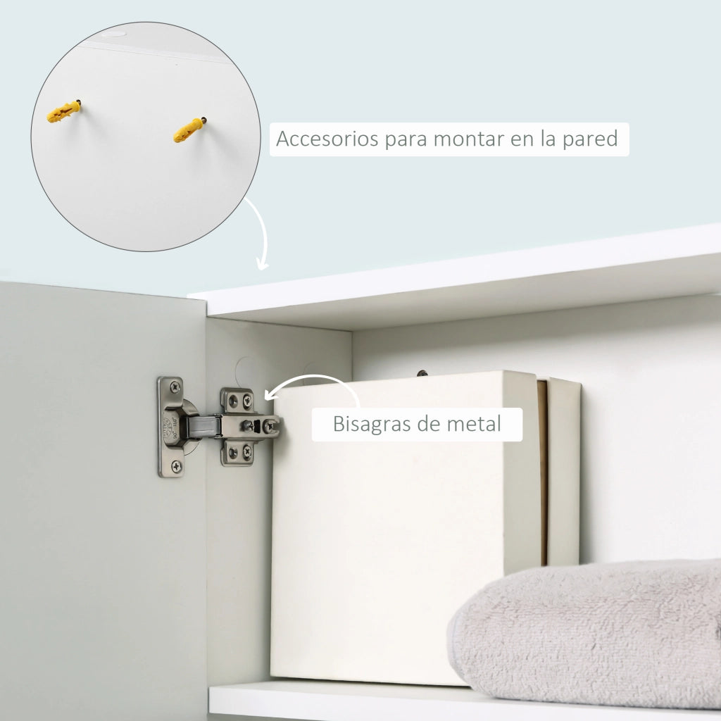 Mobile Bagno con Specchio e Ripiani ¨C zephmum ¨C Bianco 60x18x50 cm