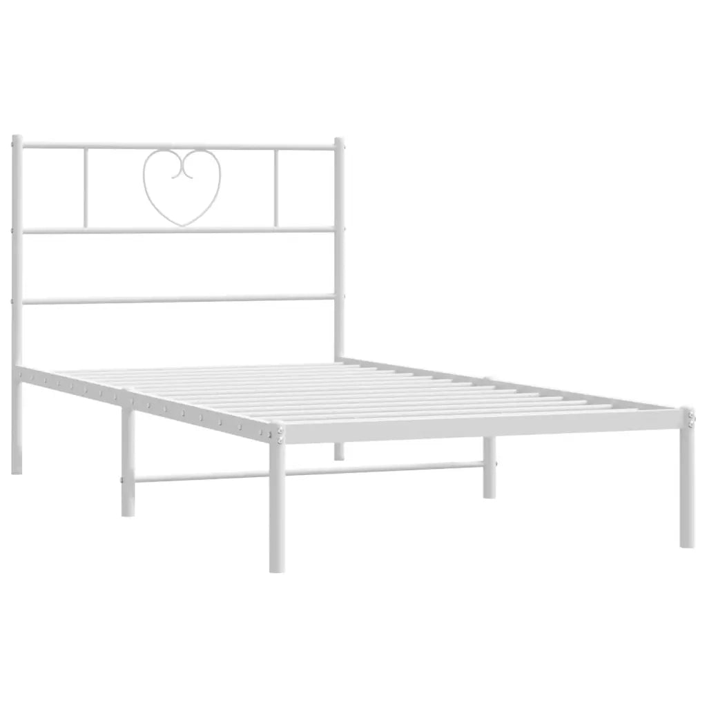 Giroletto con Testiera-Struttura Letto con testiera Metallo Bianco 80x200 cm 573820