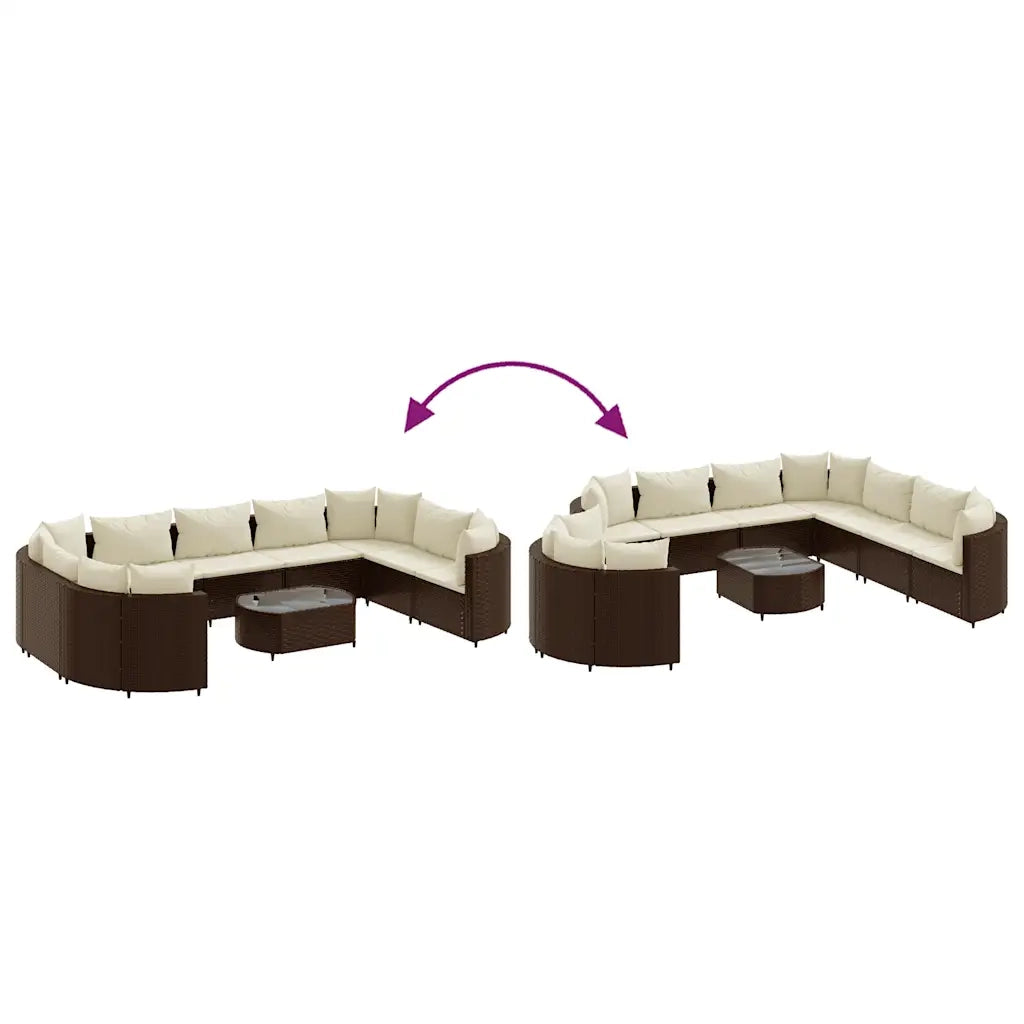 vidaXL Set Divani da Giardino 10pz con Cuscini in Polyrattan Marrone
