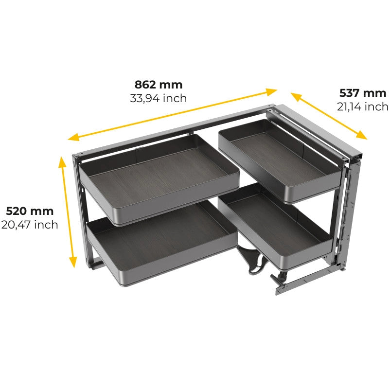 Angolare Lake Harmony per mobili da cucina, Sinistra, Altezza regolabile, Acciaio e legno, Grigio antracite