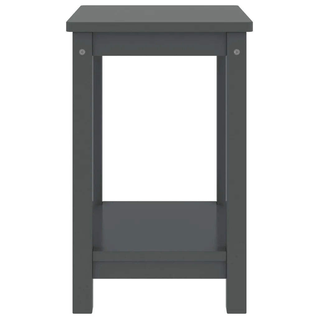 Comodino Grigio Scuro 35x30x47 cm in Legno Massello di Pino 322214