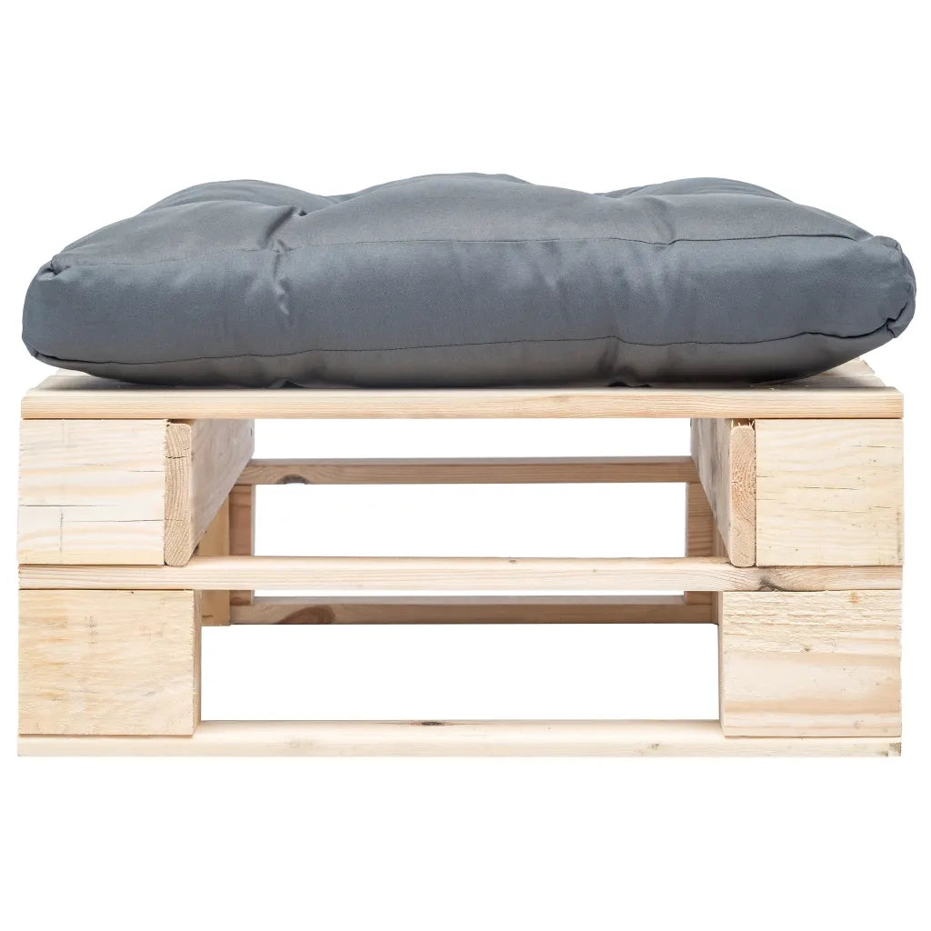 Ottomana Pallet da Giardino con Cuscino Grigio Legno Naturale CFW5778556