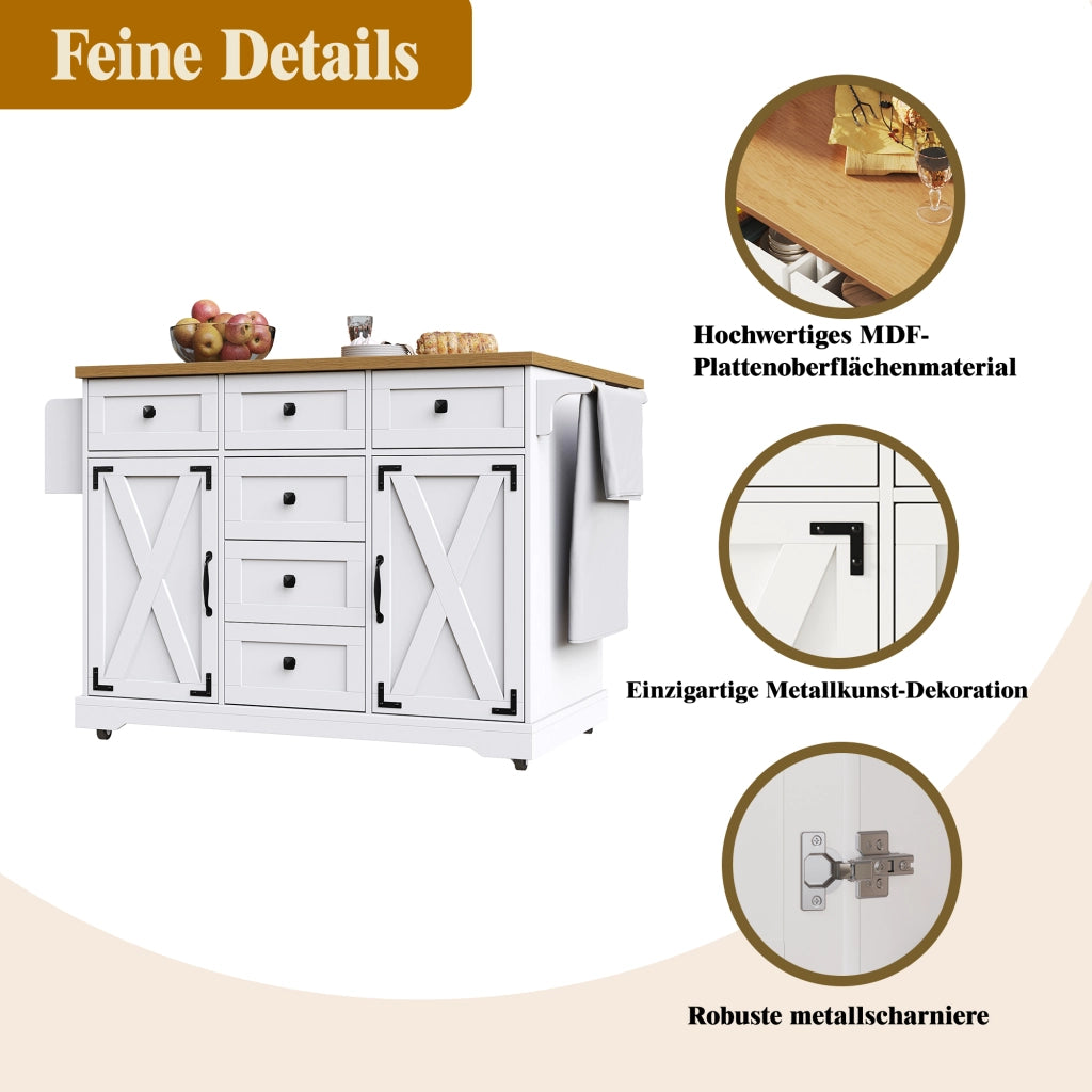 CARRELLO Servitore Pieghevole 147x44x93 cm MDF Bianco con Metallo