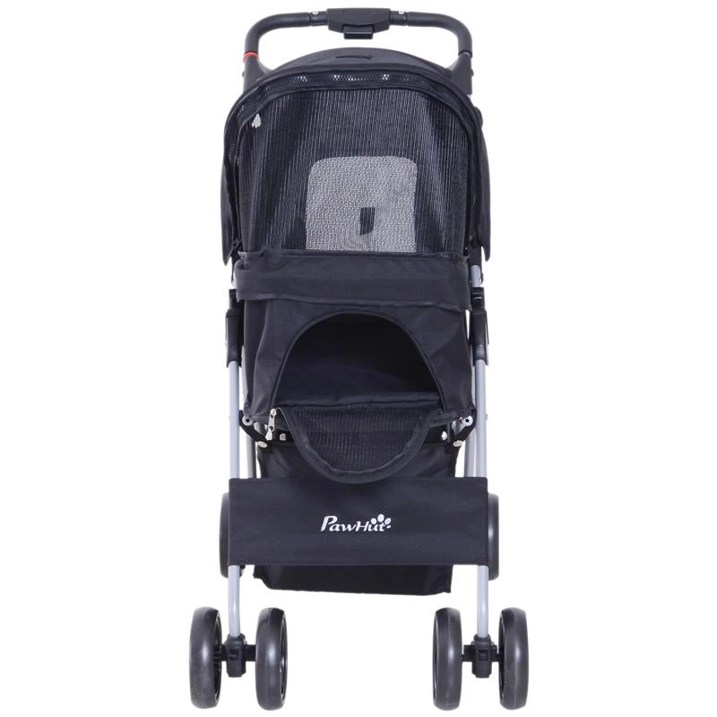 PASSEGGINO PER ANIMALI DOMESTICI PIEGHEVOLE, NERO, 77X47X101CM