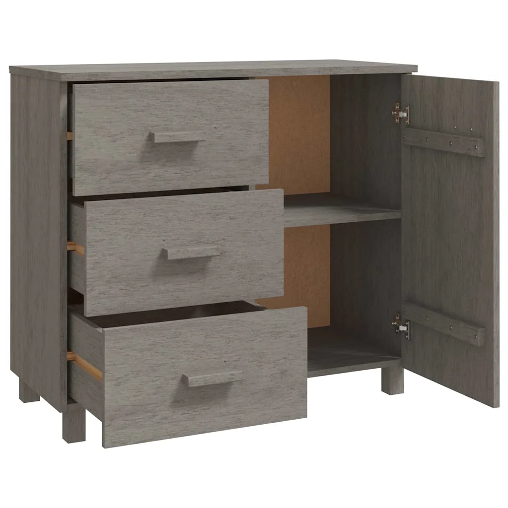 Credenza HAMAR Grigio Chiaro 90x40x80 cm Legno Massello di Pino