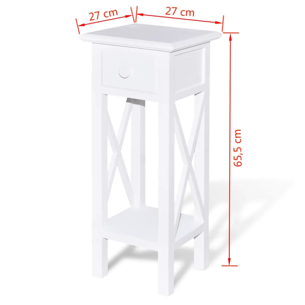 Tavolino Laterale con Cassetto Bianco 241147