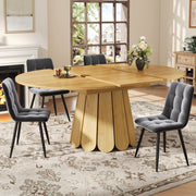 TAVOLO da pranzo allungabile rotondo 118-158 cm MDF colore legno naturale