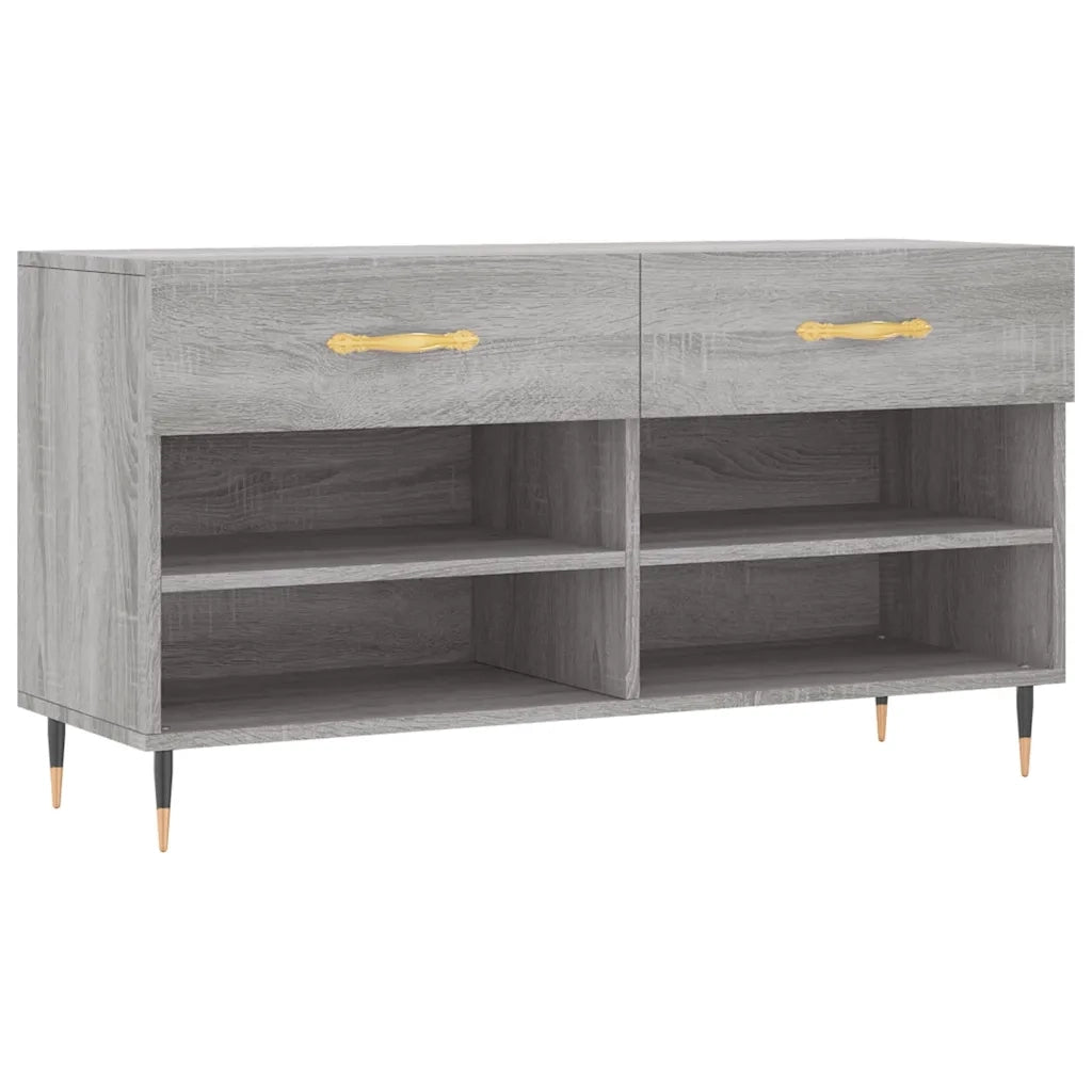 Panca Porta Scarpe | Scarpiera | Mobile per scarpe Grigio Sonoma 102x35x55 cm Legno Multistrato