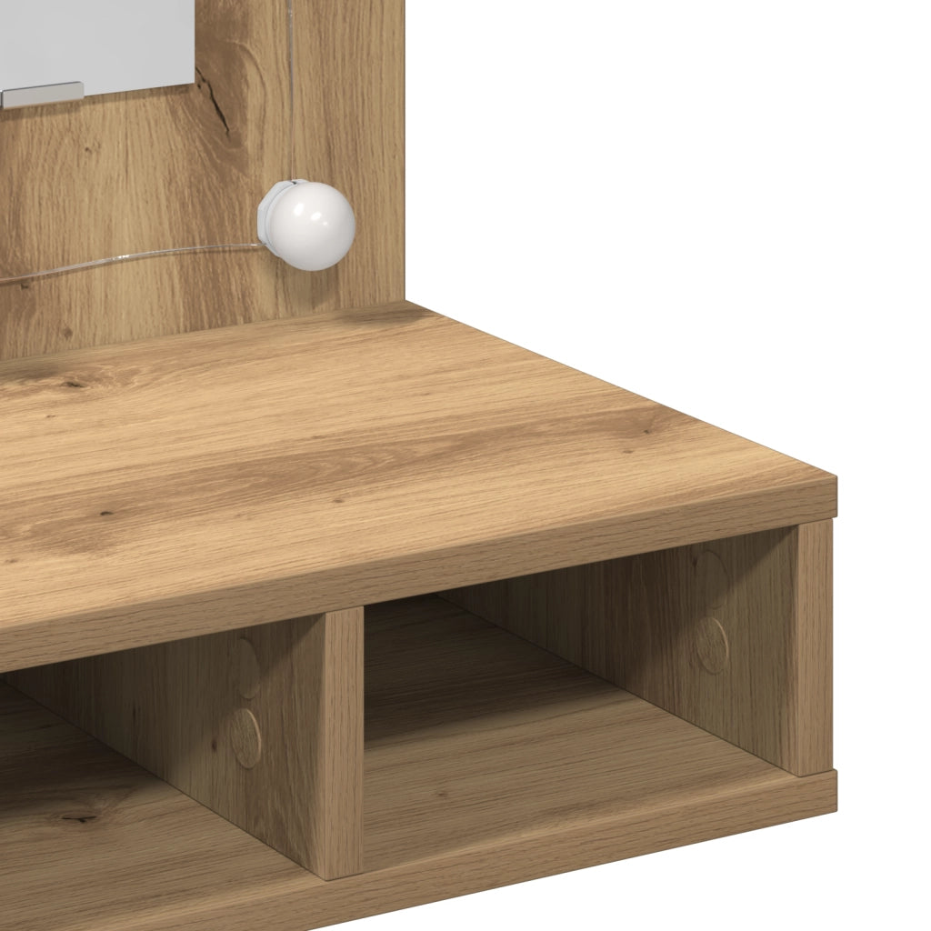 Toeletta con specchio Rovere artigianale MDF, Vetro