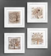 1 Pezzo Quadro da Parete Ceramic Modern Tree White 18 x 18 cm 4 Decori