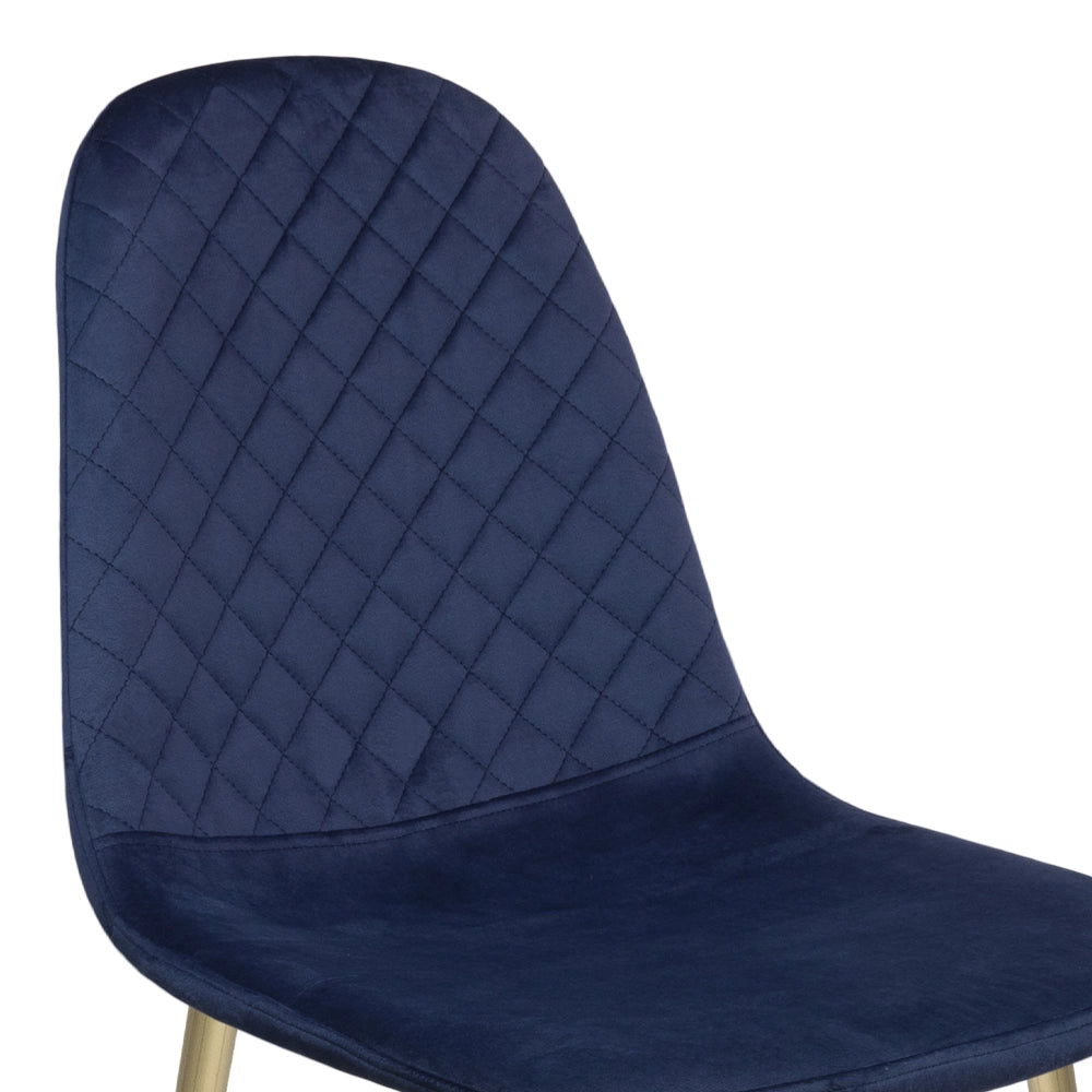 Sedia L'Irriverente in velluto blu con gambe in metallo colore oro