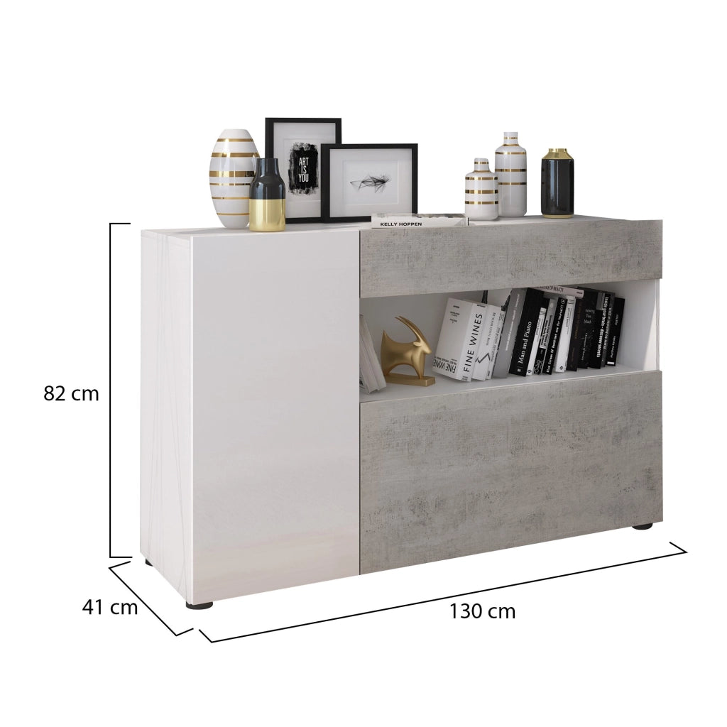 Madia Carbonia, Credenza un Cassetto, 130x41x82h cm Bianco