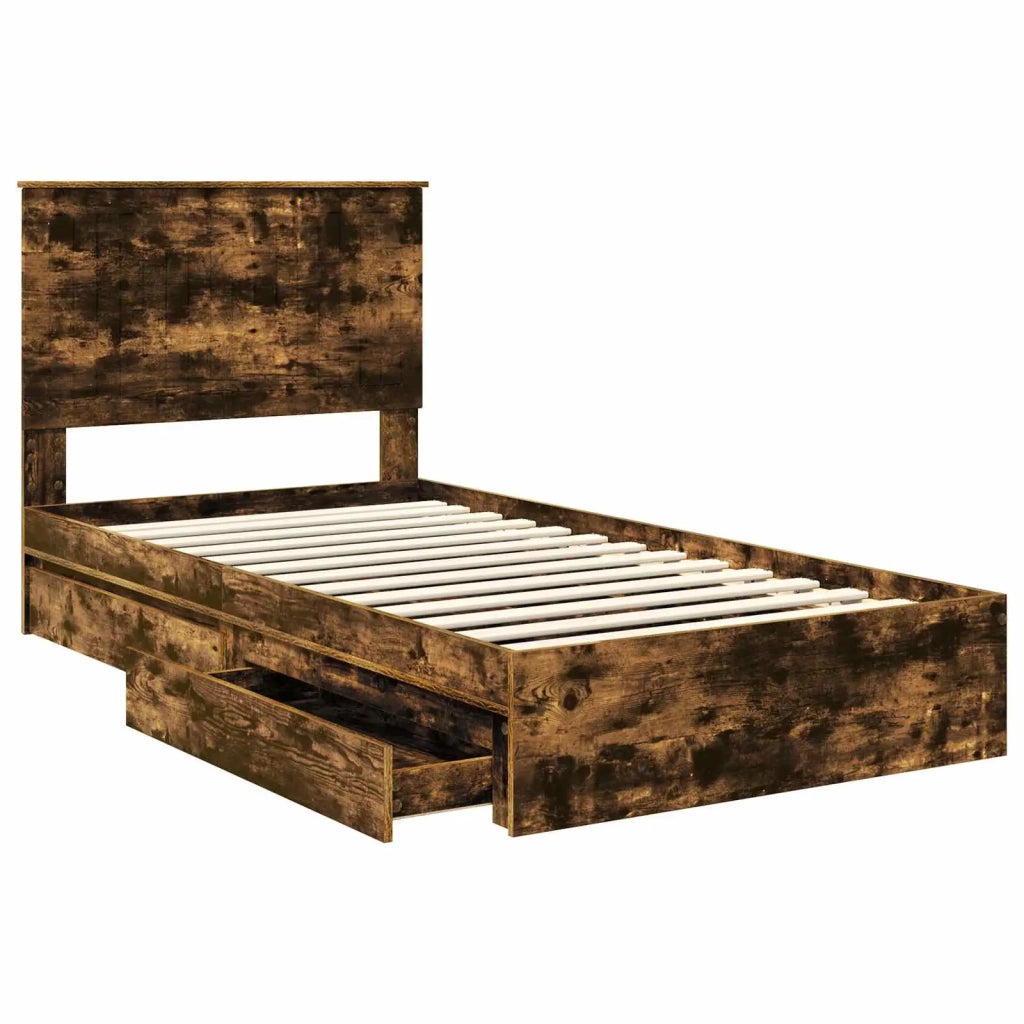 Letto con Contenitore con testiera Rovere fumé 100 x 200 cm