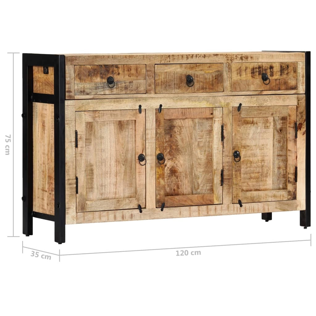 Buffet credenza cassettiera armadio mobile contenitore organizer per cucina soggiorno salotto 120 x 35 x 76 cm legno massello di mango marrone 02_0029542