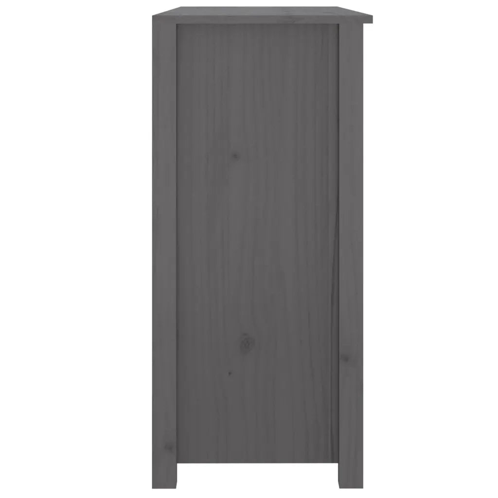 Credenza Grigia 100x35x74 cm in Legno Massello di Pino 814566
