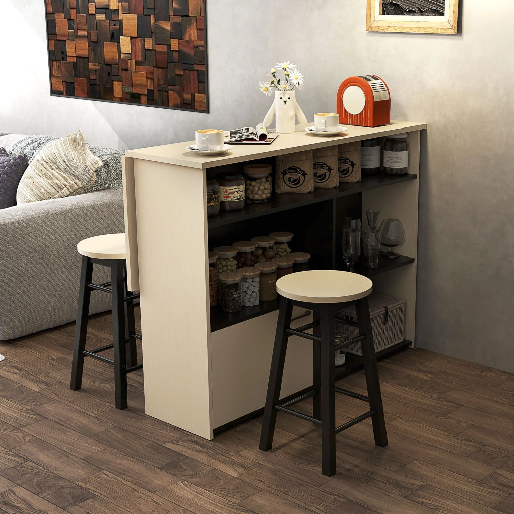 Set bar con tavolo pieghevole e sgabelli ¨C zephmum ¨C nero+rovere 116x70x89,5cm