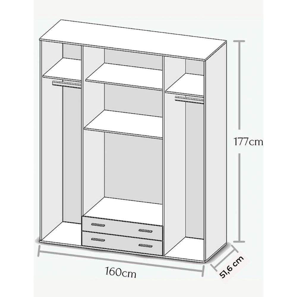 Armadio 4 ante e 2 cassetti rovere sonoma Seba4 160x51,6x177h