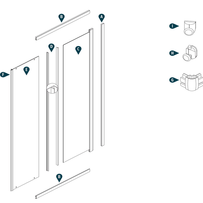 Ogomondo box cabina doccia corner 3 lati cristallo temprato trasparente 75x75x75