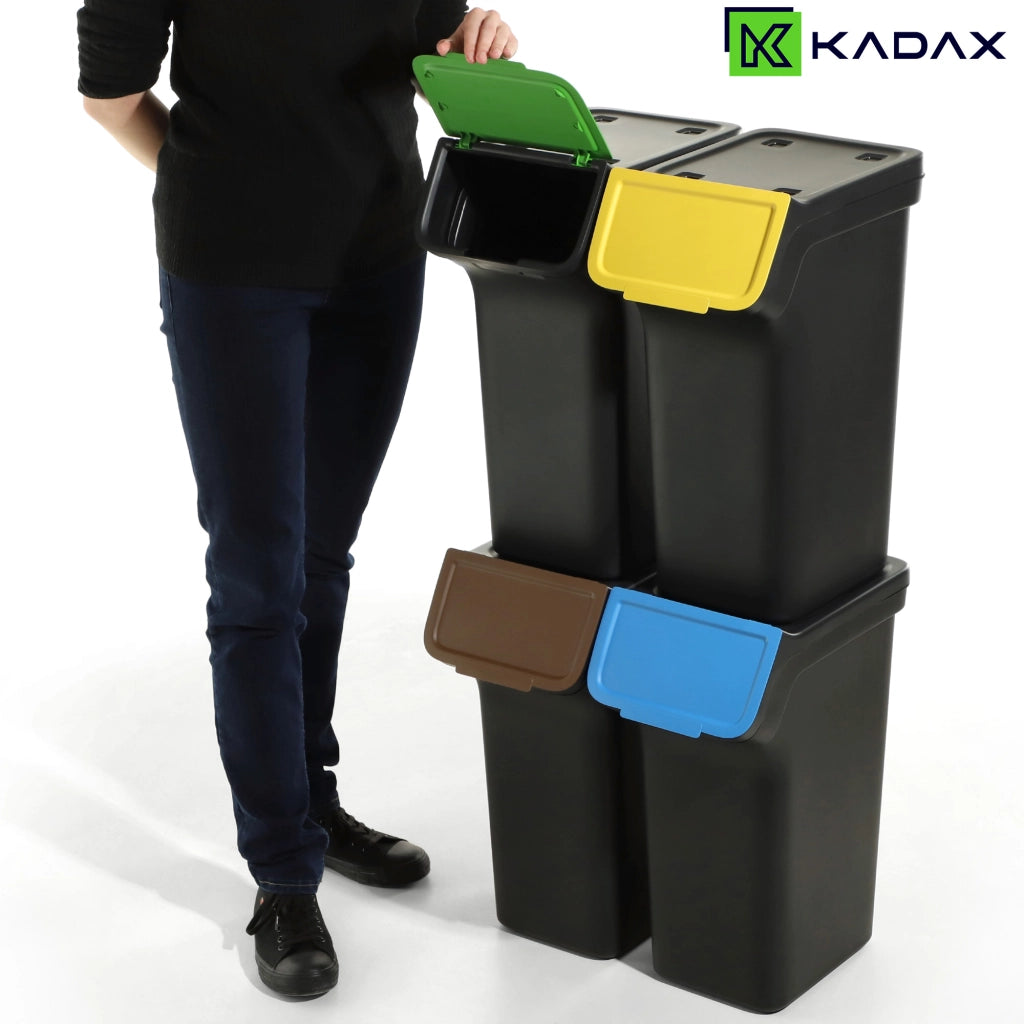Pattumiera KADAX 25L Contenitore per la raccolta differenziata Secchio nero 4 pezzi