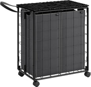 Aspiratore metallico con ruote e coperchio - 110L - Grigio