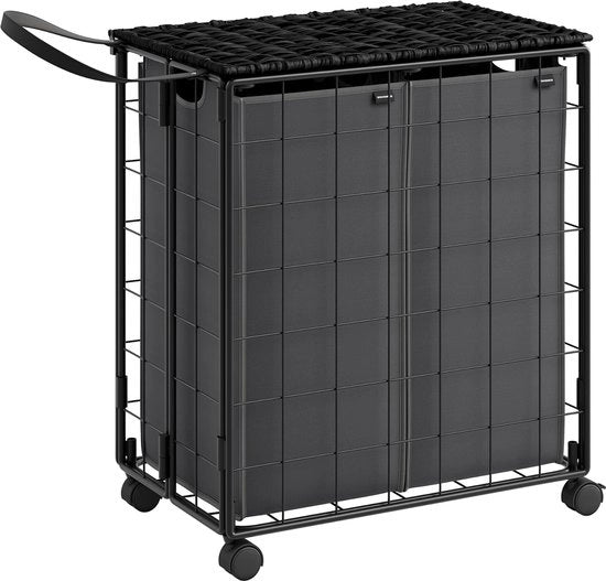 Aspiratore metallico con ruote e coperchio - 110L - Grigio