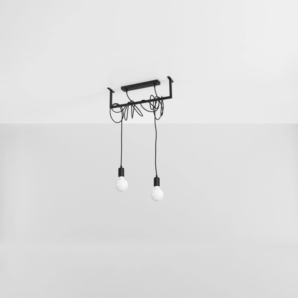 Lampadario Pure Lume Toledo 2 luci nero E27 metallo