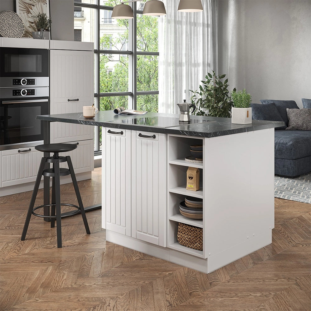 Isola cucina Fame-Line Bianco rustico/Bianco 90 cm senza piano di lavoro Vicco